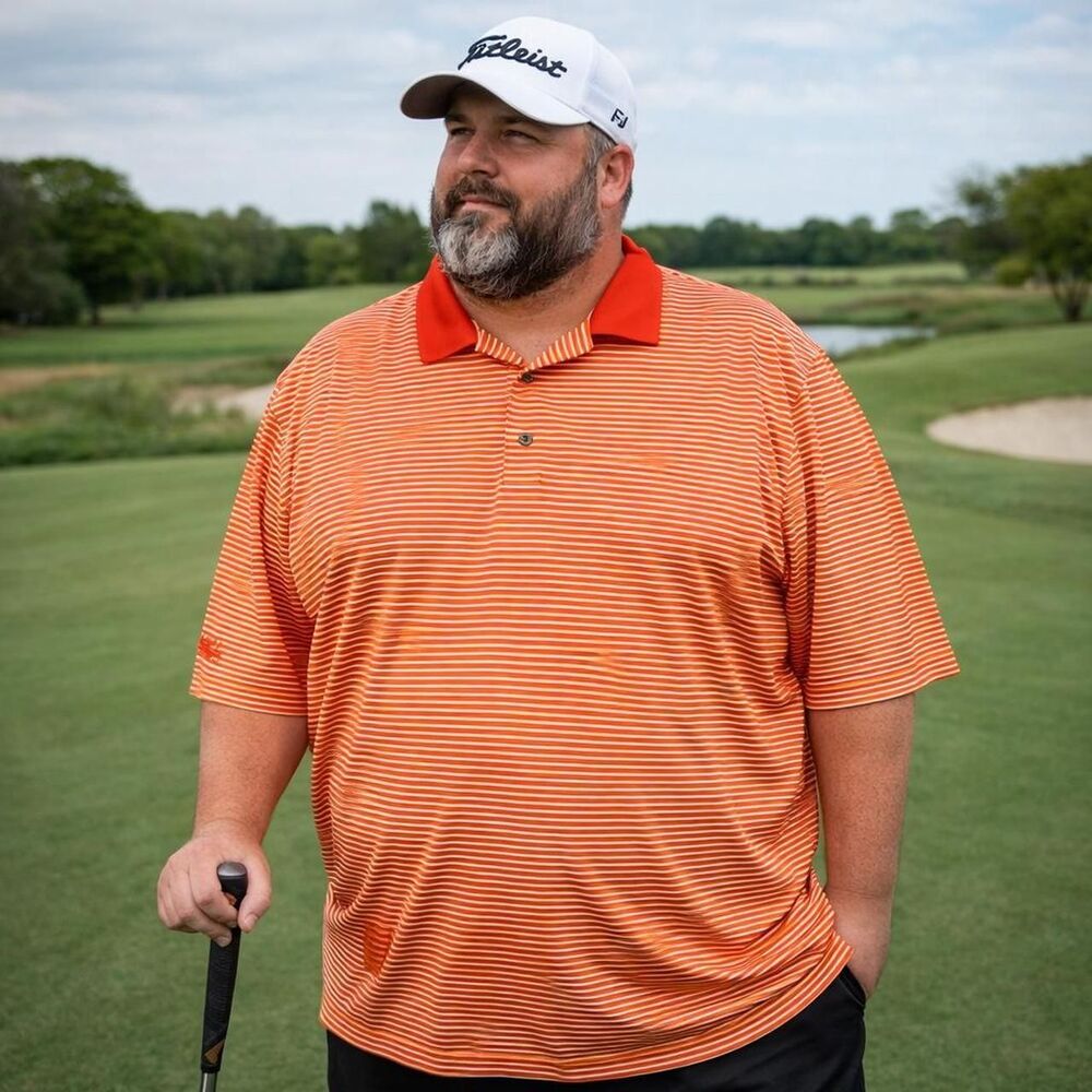FootJoy orange striped golf polo shirt XXL Preppy Country Club Big Tall